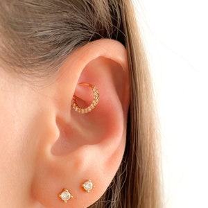 Turm Piercing - Turm Ohrring - Turm Reifen - Gold Turm - Diamant Turm - CZ Turm - CZ besetzter Turm 18g 20g