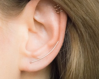 Long Thin Ear Climber, Silver Bar Earrings, ear climber earrings,rose gold ear climber, silver ear climber, dainty ear climber