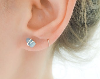 Mother Day - Aquamarine Earrings - Aquamarine Studs - Stone Earrings - Dainty Gemstone Studs - Blue Earrings - Small Stone Studs