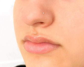 Mother Day - Tiny Nose Stud, Tiny Diamond Nose Stud, 22g CZ Dot Nose Stud, Nose Piercing, Gold Nose Stud, Rose Nose Stud, Silver Nose Stud