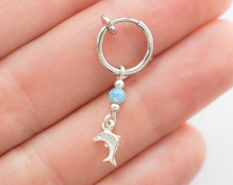 Körperschmuck, Bauch Ring, gefälschte Bauchnabelpiercing Delphin Opal , Clip auf den Bauchnabelring,  Bauchreifen, klemm hoop