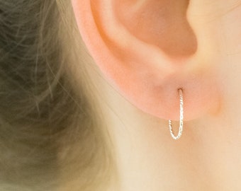 Mother Day - Hoops - Hoop Earrings Silver - Small Hoop Earrings - Silver Hoop Earrings - Diamond Cut Earrings Sterling Silver - Thin Hoops