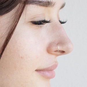 Thin Nose Ring Hoop - Small Nose Piercing 24g - Tiny Nose Ring Sterling Silver