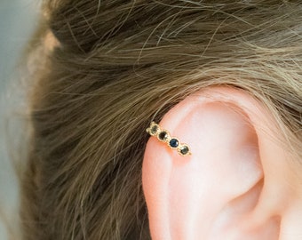 Black Helix Earring Piercing, Pave Cartilage Earrings, Helix Clicker, Helix Ring Hoop Earring Gold, Diamond Helix, Clicker Piercing