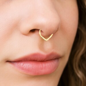 Fake Septum Ring - Triangle V Shaped Pointy Tip Teardrop Septum No Piercing - Non Pierced Septum