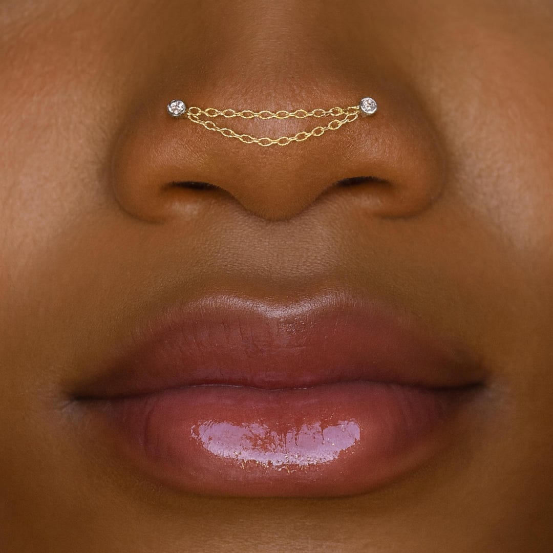 Piercing Alla Narice Con Catena Per Naso Con Catena Per Piercing Nasal - Foto 9