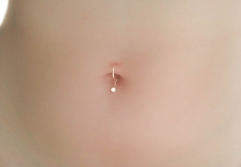 Rose Gold Belly Button Ring Opal Navel Hoop Handmade Piercing Jewelry