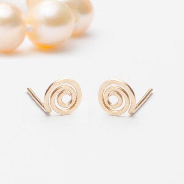 Mother Day - spiral stud earrings, spiral earrings, gold spiral earrings, spiral studs, tiny spiral stud earrings, tiny gold earrings