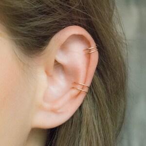 Petit tour d'oreille double cerceau sans piercing - Boucles d'oreilles faux Piercing Conch - Tour d'oreille double bande