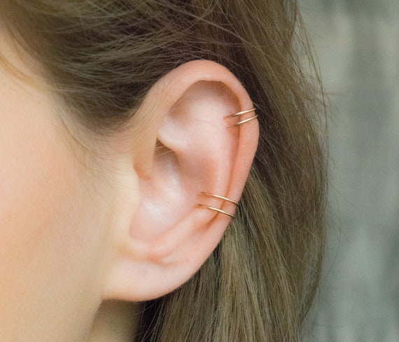 Tiny Ear Cuff No Piercing Double Hoop Earcuffs Conch Fake Piercing Hoop Earring Double Band Ear Cuff Wrap Etsy Canada