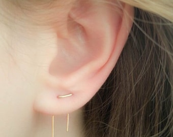 Double Piercing Earring, Threader Earrings, Staple Earrings