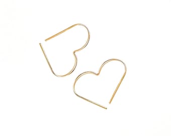 Mother Day - Heart hoop earrings, large hoop earrings, heart hoops, rose gold hoops, silver hoop earrings medium,skinny hoop earrings