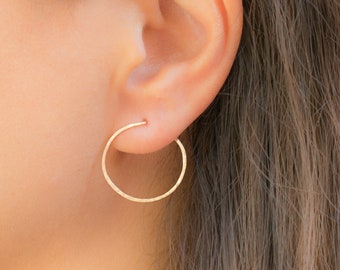 Mother Day - Gold hoop earrings, Twisted Hoop Earrings, Medium, open hoop earrings, Silver hoops earrings