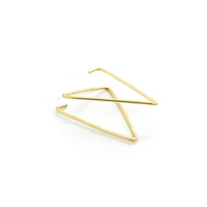 Unique Minimalist Geometric Earrings - Double Earring for Single Piercing - Double Fake Earring - Triangle Hoop Earring - Edgy Ear Piercing
