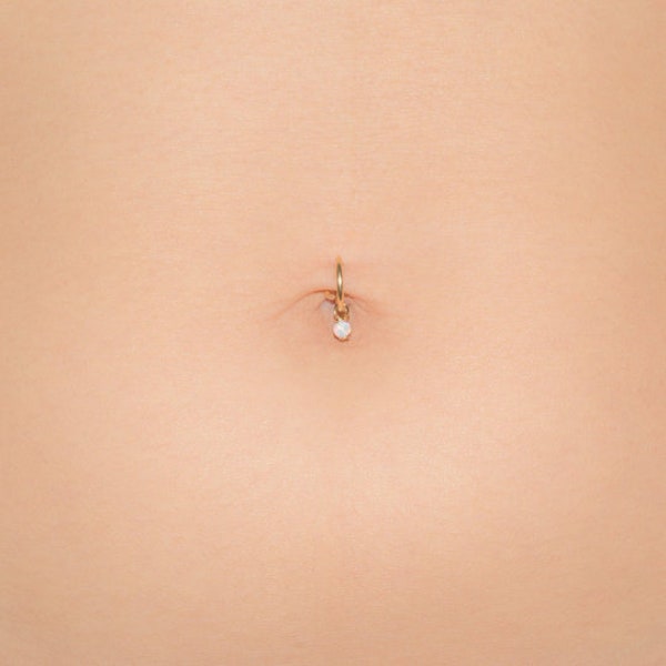 Mother Day - Fake belly piercing, Clip on belly button ring, Fake belly ring, Fake belly button ring, Belly hoop, opal