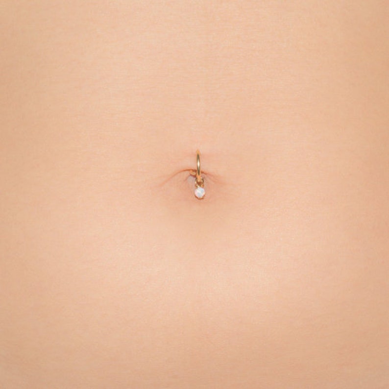 Fake belly piercing, Clip on belly button ring, Fake belly ring, Fake belly button ring, Belly hoop, opal 