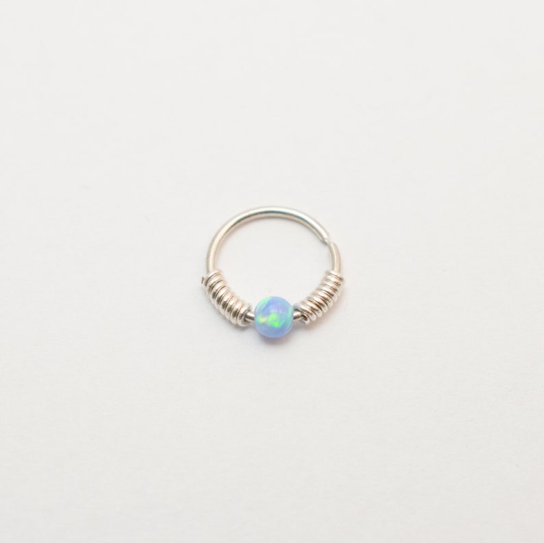 Septum Jewelry Septum ring wrapped beaded Septum piercing opal CHRISTMAS SALE Septum opal hoop Opal Septum Ring Piercing
