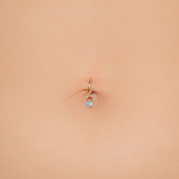 Mother Day - Belly Button Piercing Ring, Belly Hoop with Opal, Belly ring, Naval Hoop Ring, 14g Belly Ring in Gold Silver Color Beads