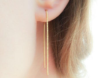 Mother Day - Long Threader Earrings - Long Line Earrings - Minimalistic Dainty Bar Earrings - Arch Earrings