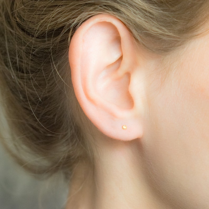 Small Earrings Mini Earrings Tiny Round Studs Black Tiny Studs Earrings 2mm SALE Small Circle Studs Petite Stud Earrings