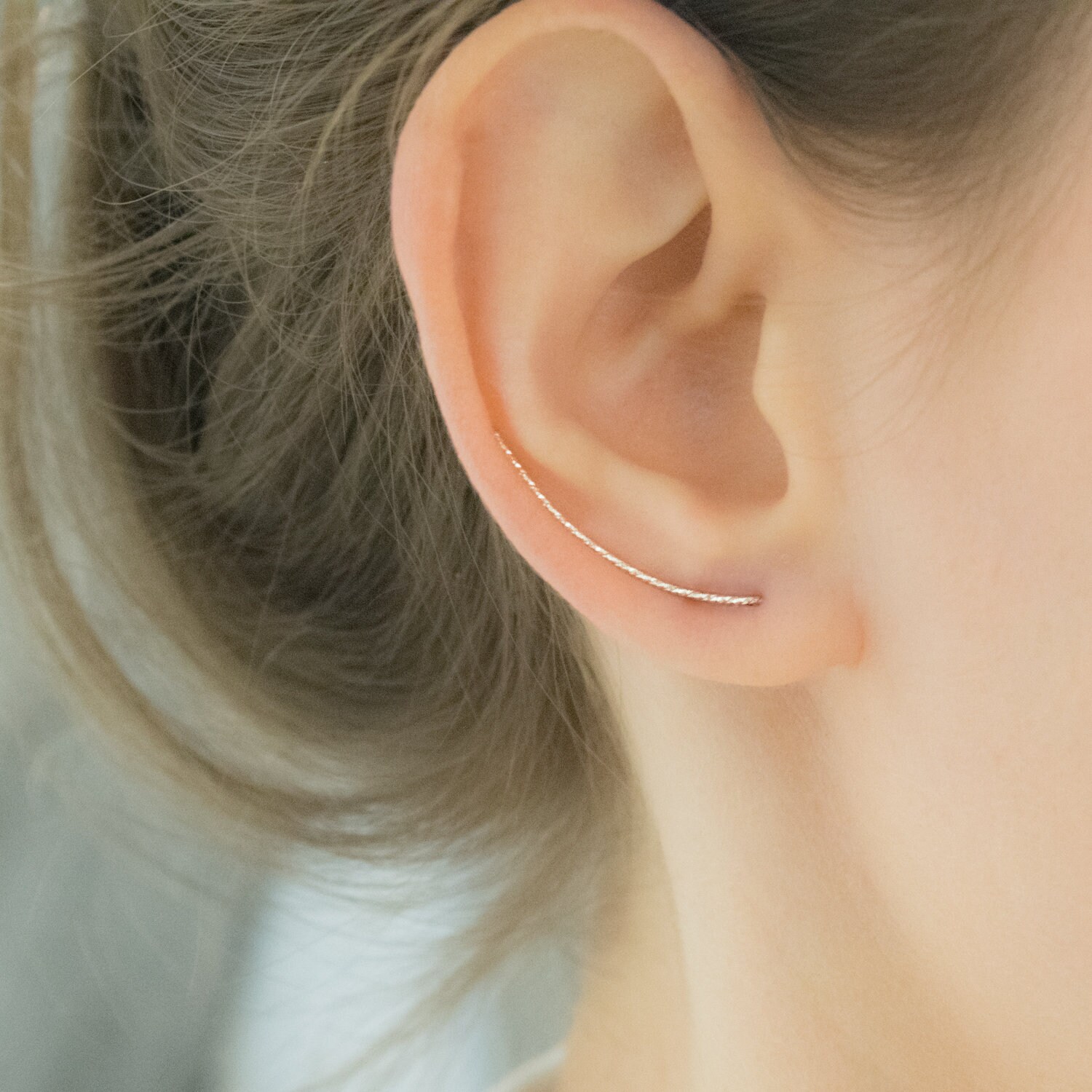 Silver Minimalist Earrings- Simple Earrings- Silver Ear Climber Diamond ...