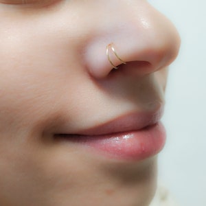 Mother Day - Double Nose Ring for Single Piercing-Nose Hoop Piercing 18g 22g-Double Nose Ring Single Pierced-Nose Hoop-Twisted Piercing Hoop