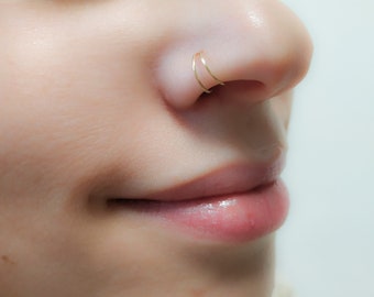 Mother Day - Double Nose Ring for Single Piercing-Nose Hoop Piercing 18g 22g-Double Nose Ring Single Pierced-Nose Hoop-Twisted Piercing Hoop