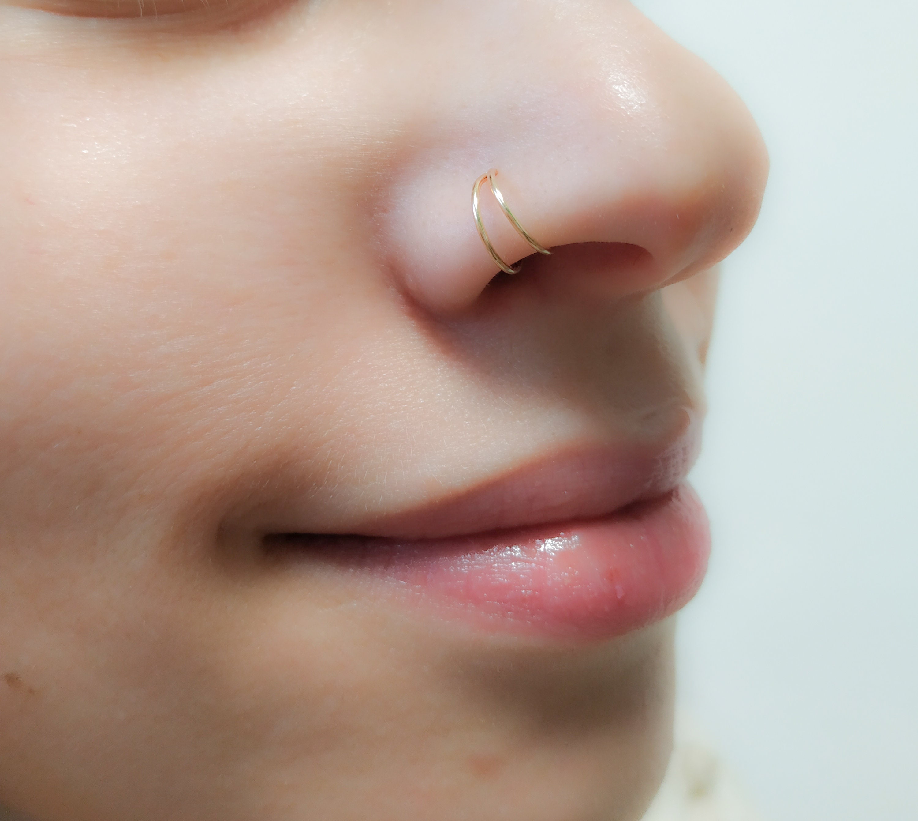 Double Nose Ring for Single Piercing