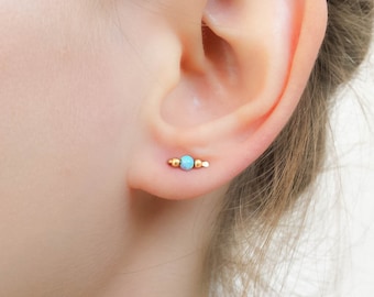 Mother Day - Ear climber, opal studs gold, opal earrings, tiny bar earrings, opal jewelry, everyday jewelry