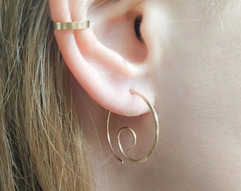 Mother Day - Spiral Hoop Earrings - Sterling Silver Hoop Earrings - Gold Spiral Earrings