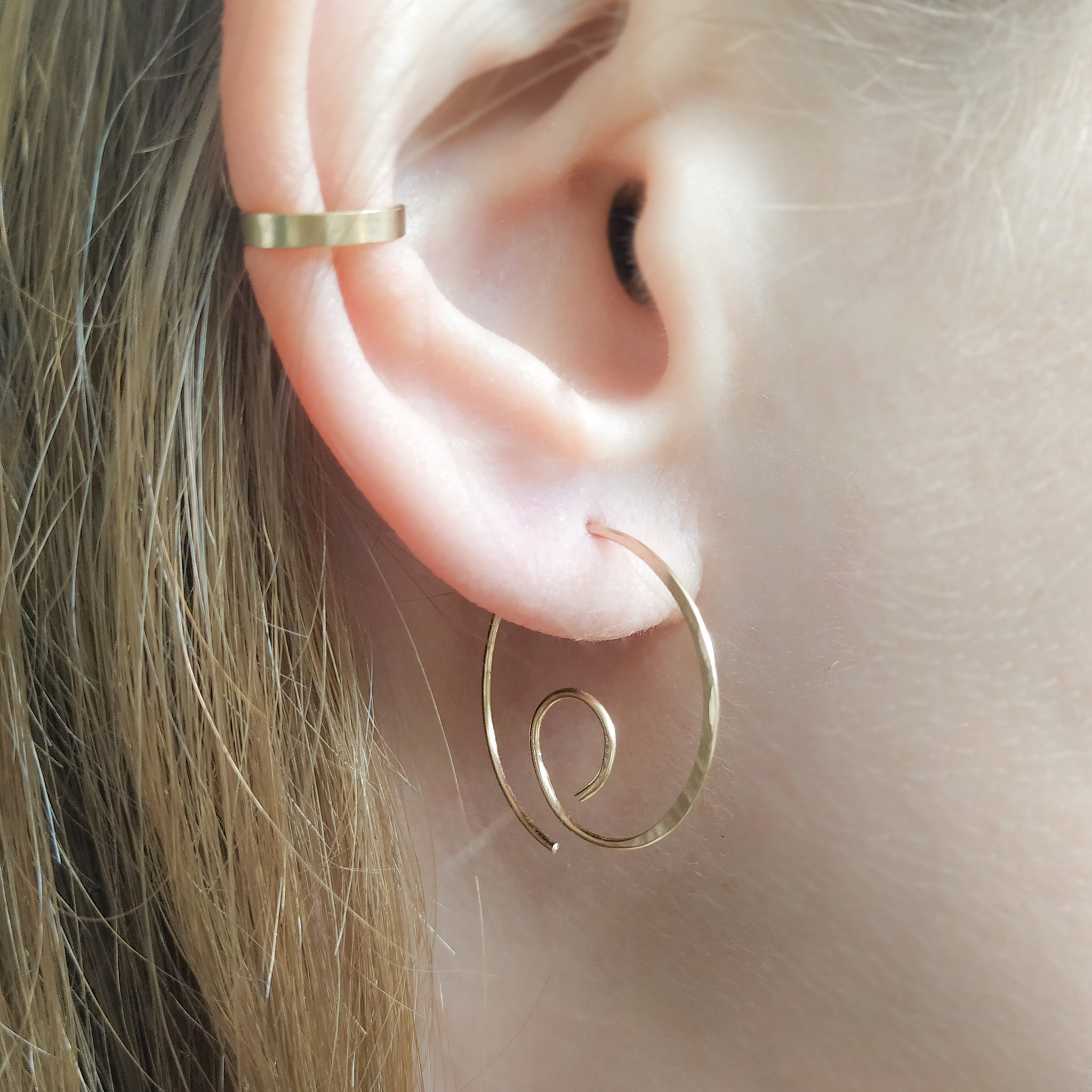 Orecchini pendenti a spirale intrecciati fatti a mano: argento sterling o riempito d'oro - Italia