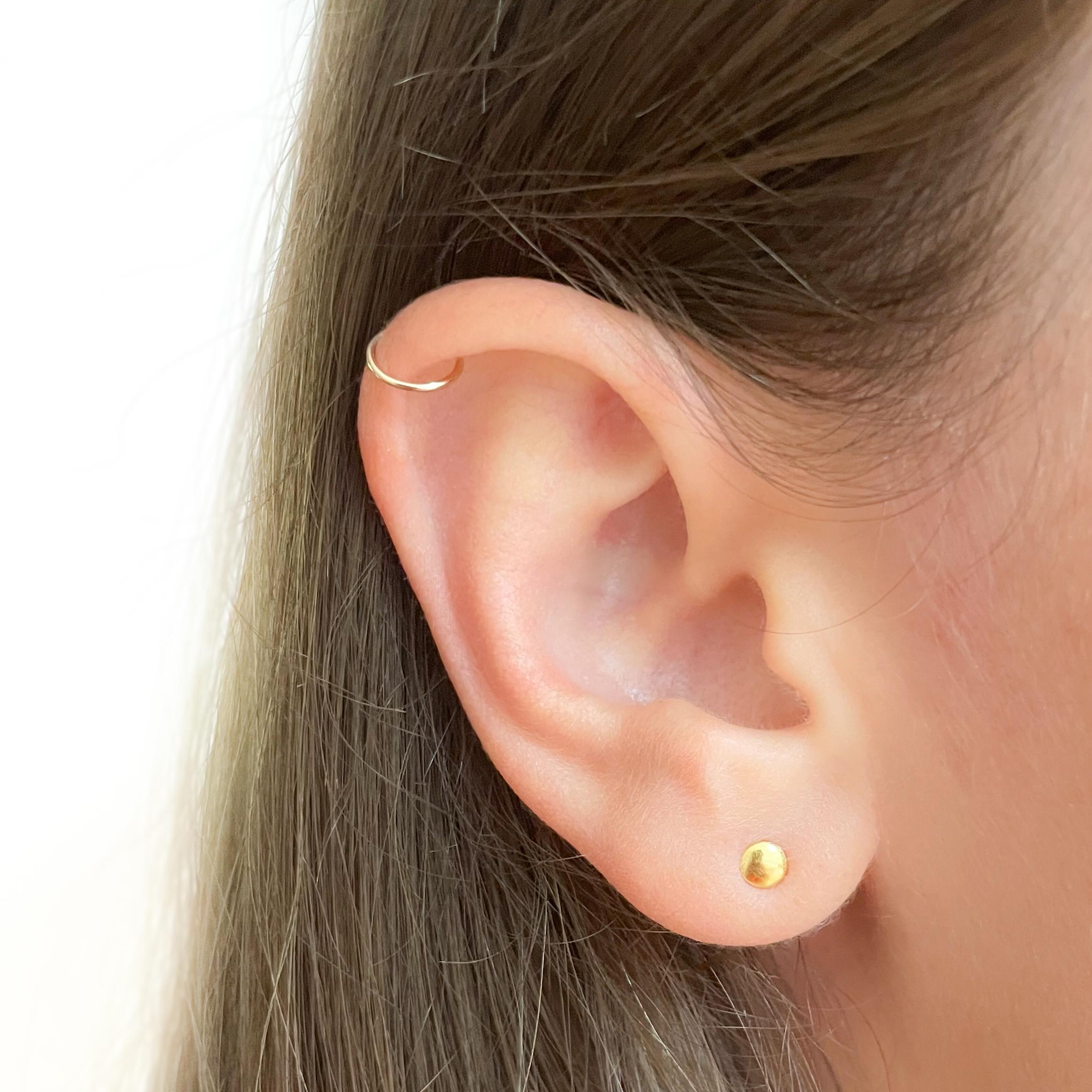 Thin Conch Piercing 18g - Conch Hoop - Conch Earring 14k Gold