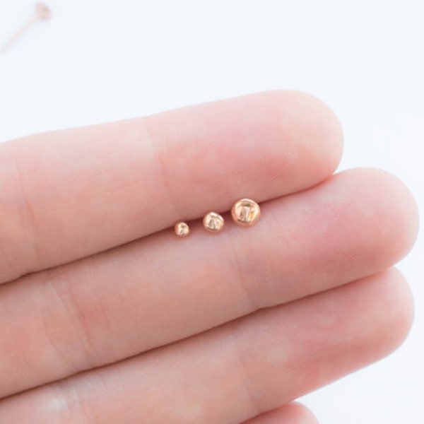 Mother Day - Rose Gold Earrings, small earrings, earring set, stud earrings rose gold, tiny stud earring set, 2 mm Studs, 3mm stud earrings