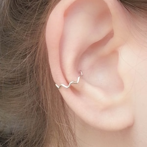 Ear Cuff Silver chevron ear wrap thin no piercing Cartilage Cuff Conch Hoop