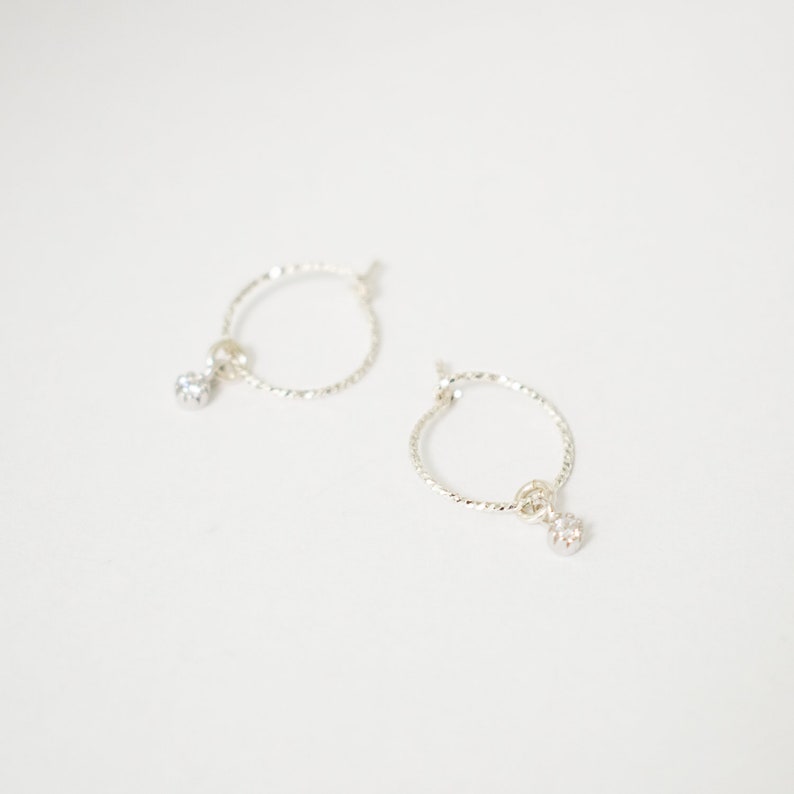 Hoop Earrings Silver Hoop Earrings with Charm Silver Hoop Dangle Earrings Small Hoop Earrings Hoops Hoop Earrings with Beads