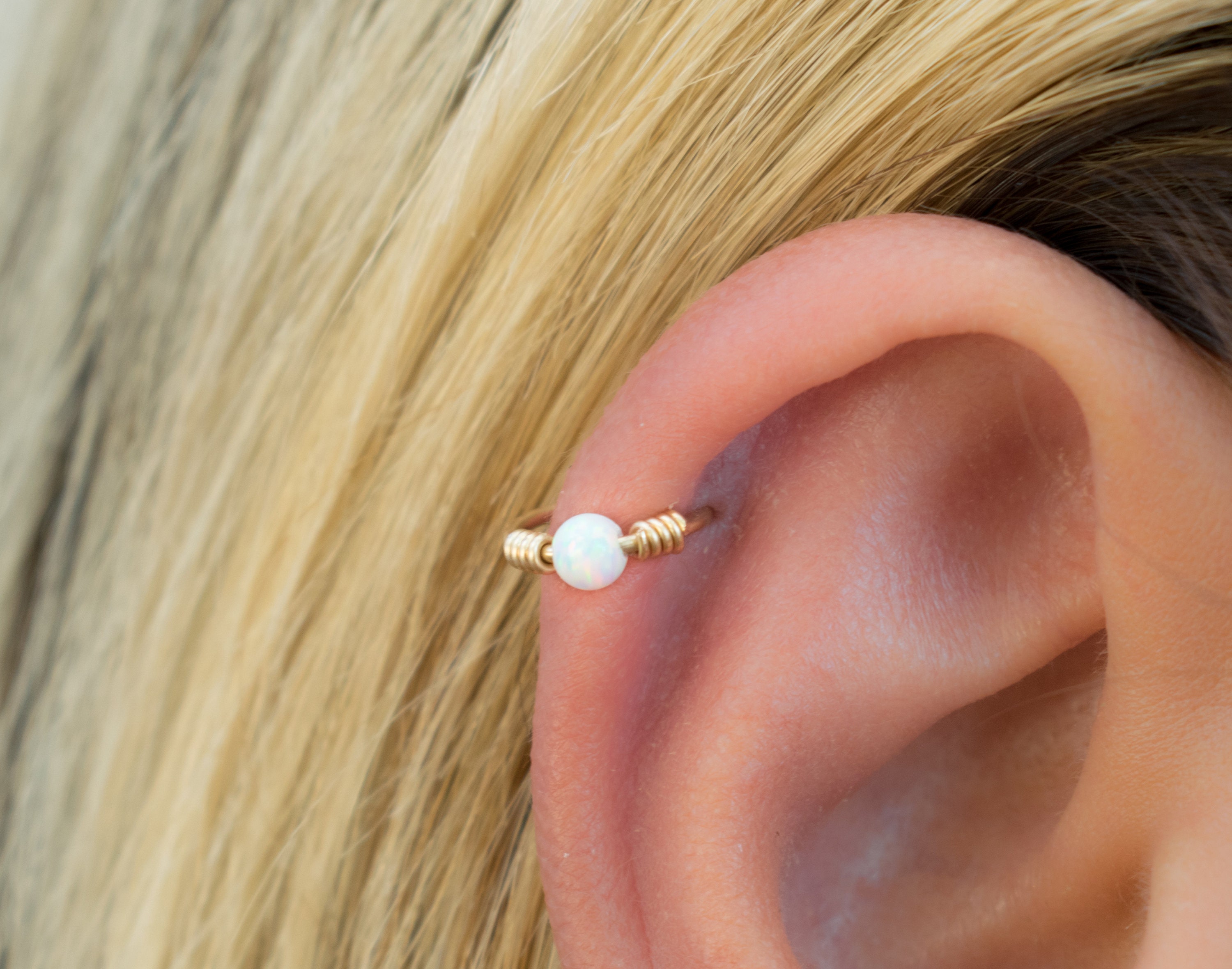 Helix Piercing Wrapped Opal Helix Earring Helix Ring Etsy
