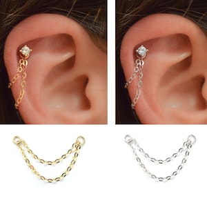 Boucle d'oreille chaîne - chaîne hélice - chaîne veste d'oreille - boucle d'oreille pendante - boucle d'oreille chaîne de charme - boucle d'oreille cartilage - boucles d'oreilles - chaîne d'oreille