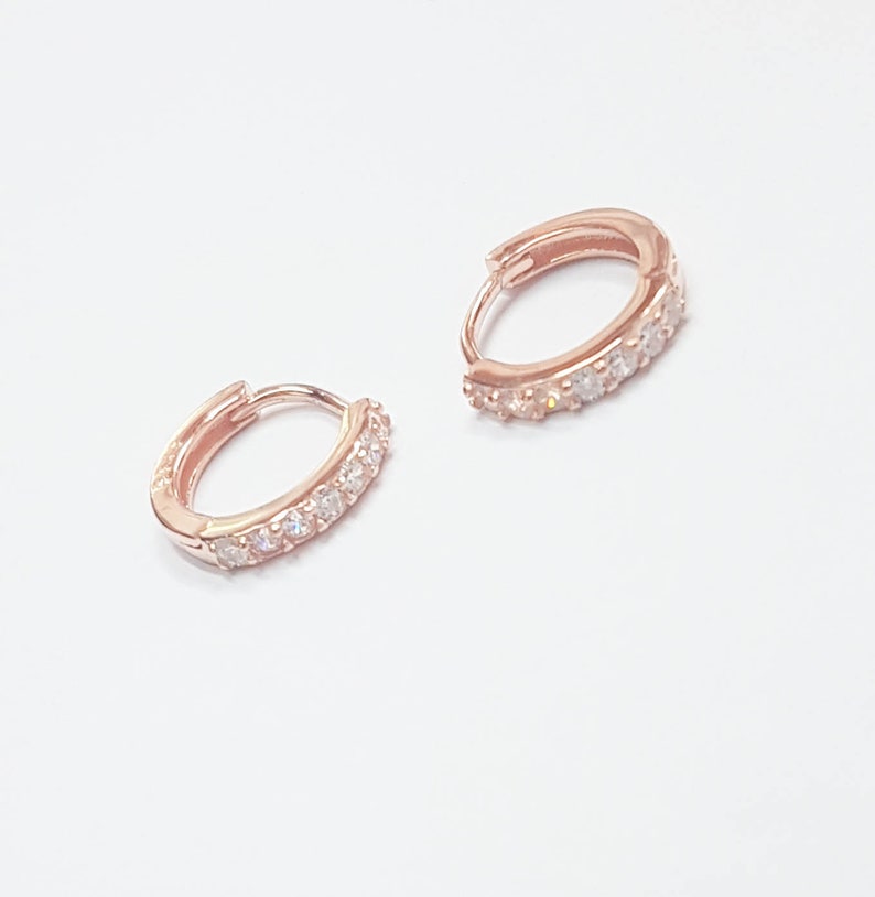 Rose Gold Helix Piercing Helix Earring CZ Diamonds Cartilage - Etsy