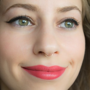 faux septum ring, fake nose ring, Gold fake septum, gold nose ring, fake septum hoop, no piercing