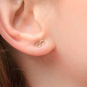 Gold stud earrings, Infinity Earrings, studs earrings, handmade infinity earrings