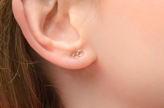 Gold combined earrings Infinity with engraving | JewelryAndGems.eu