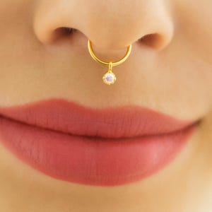 gefälschter Septumring Silber-gefälschter septum ring dünn Diamant-septum kein piercing silber-kein durchdringender Septum Hoop-Schmuck