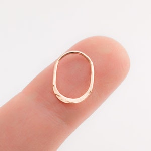 Rose Gold Helix Ring, helix piercing, ellipse helix, helix jewelry, ear piercing, long septum ring,cartilage oval hoop