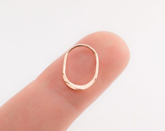 Anillo de hélice de oro rosa, perforación de hélice, hélice de elipse, joyería de hélice, perforación de oreja, anillo de tabique largo, aro ovalado de cartílago