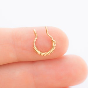 Fake Septum Ring Wrapped Gold Filled, fake piercing, nose cuff ,fake septum piercing