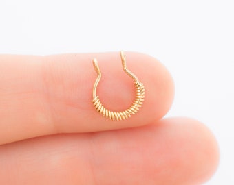 Fake Septum Ring Wrapped Gold Filled, fake piercing, nose cuff ,fake septum piercing