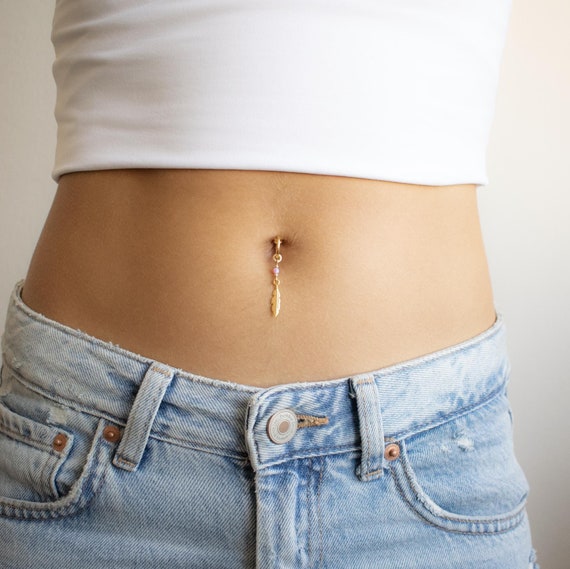 5er Set Bauchnabelpiercings Aus Edelstahl – Mit Strass, Blume & Anhängern, Einfach Zu Wechseln
