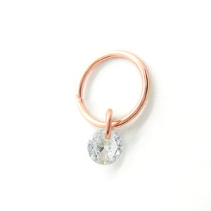 Rose Gold Helix, Helix Piercing, Rose Helix Piercing Hoop Dangle Crystal, CZ Diamond Helix, Cartilage Hoop Piercing