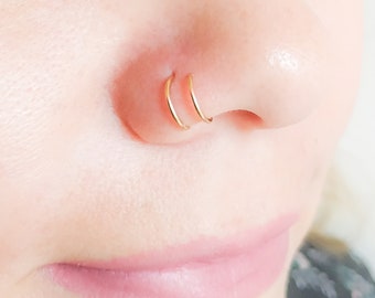 Double Hoop Nose Ring Single Pierced - Nose Ring - Nose Piercing - Double Nose Ring - Single Pierce Double Hoop - Twisted Piercing Hoop