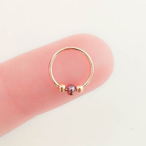 Septum, Septum Piercing, Beaded Septum Ring, Gold Septum